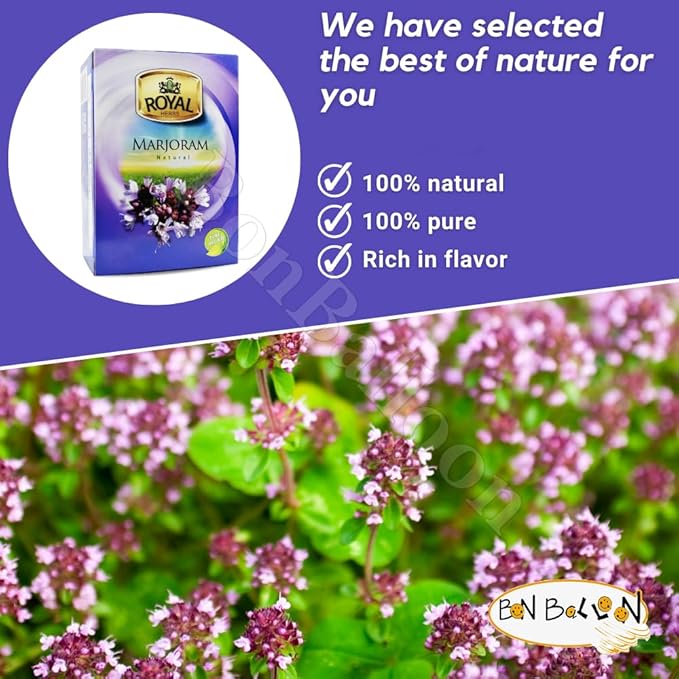 Royal Tea Egyptian Marjoram Tea Bags Natural Flavor Herbal Flower No Caffeine No Artificial Flavors No Additives Traditional Spice 80 Tea Bags