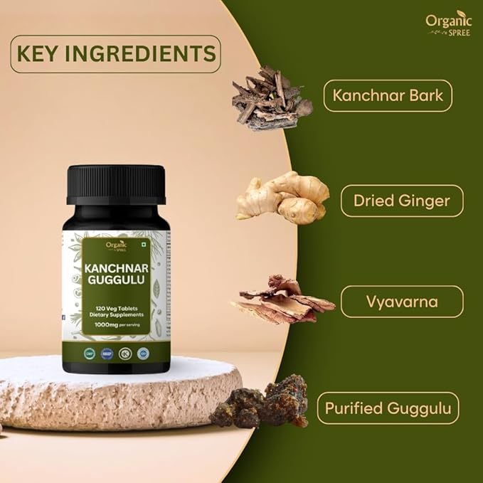Kanchnar Guggulu 120 Tablets - Supports Detox and Lymphatic Health* - Ayurvedic Formulation - Certified and Vegetarian - Pack of 2