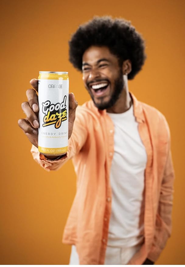 Good Daze Energy Drink with 200mg of Caffeine from Tea Sugar Free B Vitamins L-Theanine Pre Workout Performance with Antioxidants Orange 12FL OZ Cans (Pack of 12)