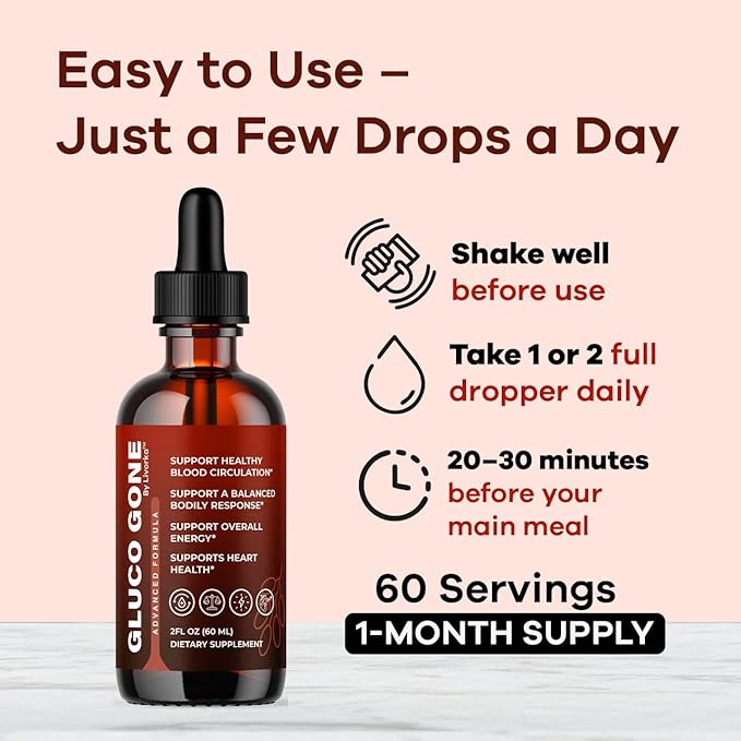 (3 Pack) GlucoGone Drops - Original Premium GlucoGone Liquid Drops All Natural Ingredients Support Advanced Formula for Overall Health &amp Wellness Organic Droppers 3 Bottles for 3 Months