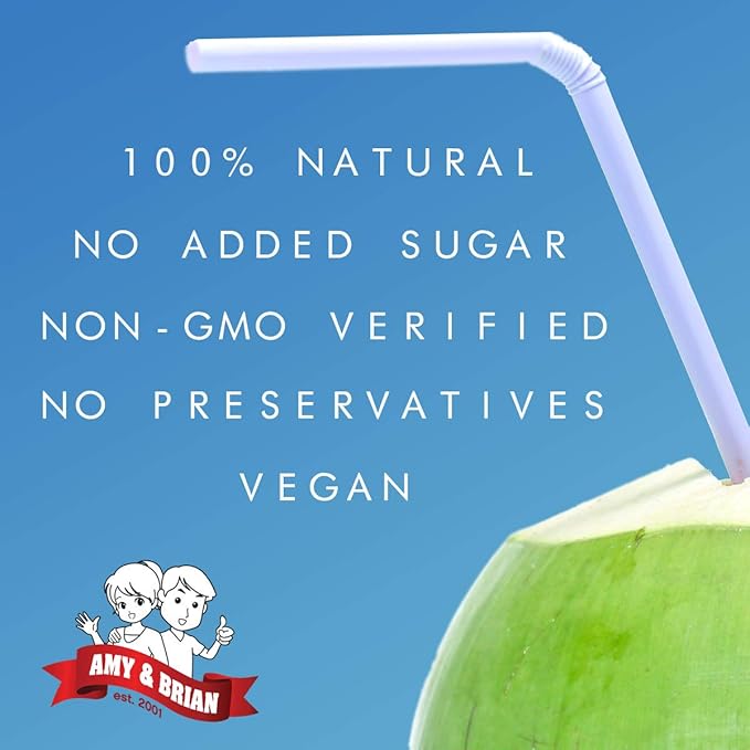 Amy &amp Brian Pure Coconut Water with Pulp Non-GMO No Sugar Added Refreshing and Hydrating Real Coconut Water 17.5 Fl Oz (Pack of 12)
