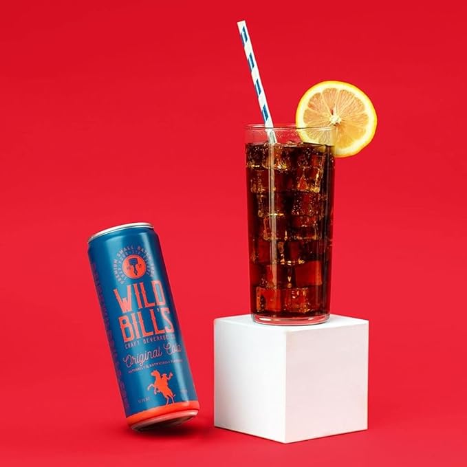 Wild Bill's Original Cola Soda Classic Craft Soda Pop Soft Drinks Sodas Made with Pure Cane Sugar Caffeine Free NO High Fructose Corn Syrup Gluten Free Vegan Low Sodium 12 Oz 12 Pack