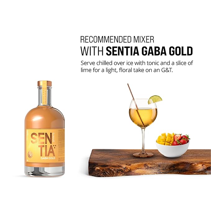 Sentia Spirits Gaba Gold Botanical Alcohol Free Drink  Award Winning Vegan Gluten Free and GM Free Zero Proof Citrus Ginger Taste Up to 20 Drinks 16.9 fl oz (500ml) Mix with Lemonade or your