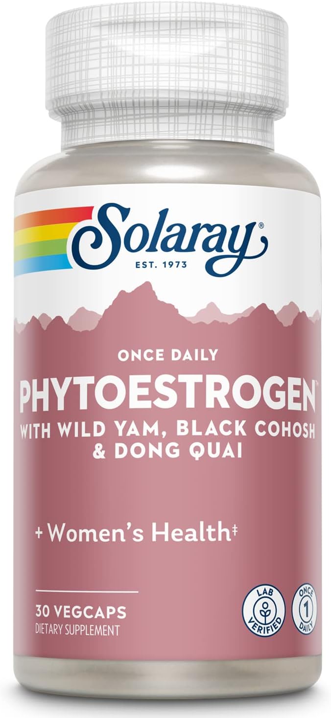 SOLARAY Once Daily Phytoestrogen - Phyto Estrogen Supplement for Women with Black Cohosh Dong Quai Wild Yam Soy Isoflavones - Women's Health Support - 60-Day Guarantee 30 Servings 30 VegCaps