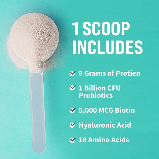 GOBIOTIX Collagen Powder Supplement with Probiotics - Hydrolyzed Protein Collagen Powder for Women - Hair Skin and Nails Joint and Digestive Health - Collagen Peptides Type I and III - 30 Servings