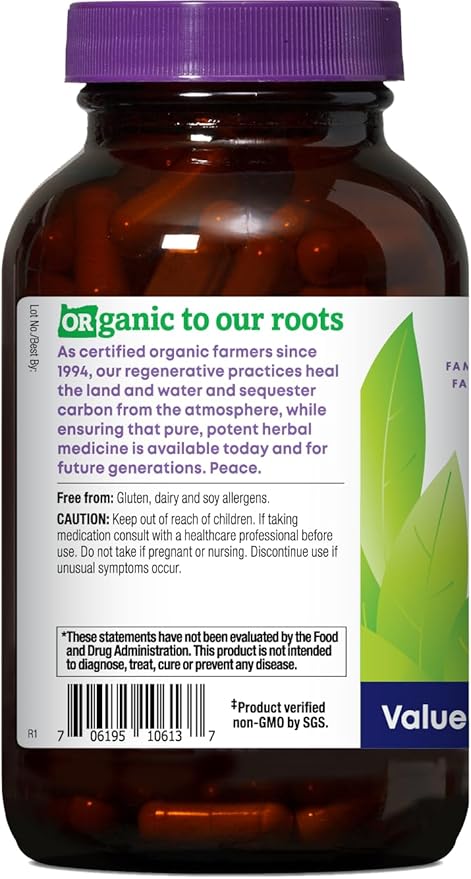 Oregon's Wild Harvest Slippery Elm Herbal Supplement Organic Vegan Capsules - 180 Count