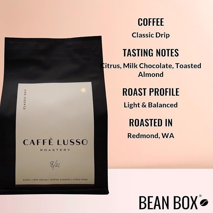 Classic Drip - Roasted by Caffe Lusso Roastery - Whole Bean Coffee - 12 Ounce Bag