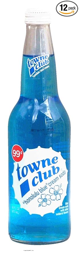 towne club honolulu blue cream soda with other natural flavors 16 fl oz Glass Bottle(s) (pack of 12)
