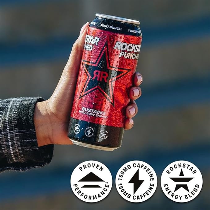 Rockstar Punched Energy Drink Lime Freeze 16 Fl Oz Cans (Pack of 12)