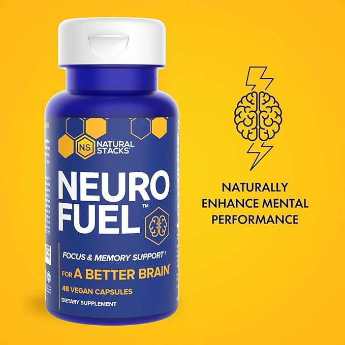 NATURAL STACKS NeuroFuel Nootropic Brain Support Supplement with Artichoke Leaf Extract &amp L-Carnitine Supplement for Focus and Memory* - 45 Focus Pills
