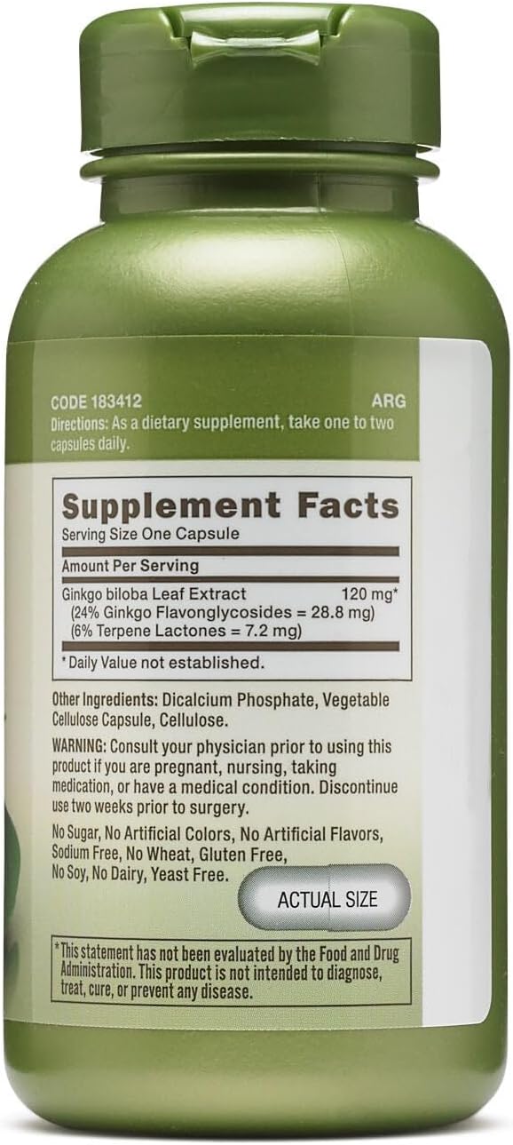 GNC Herbal Plus Ginkgo Biloba 120mg Supplement Vegetarian Supports Mental Sharpness 100 Servings