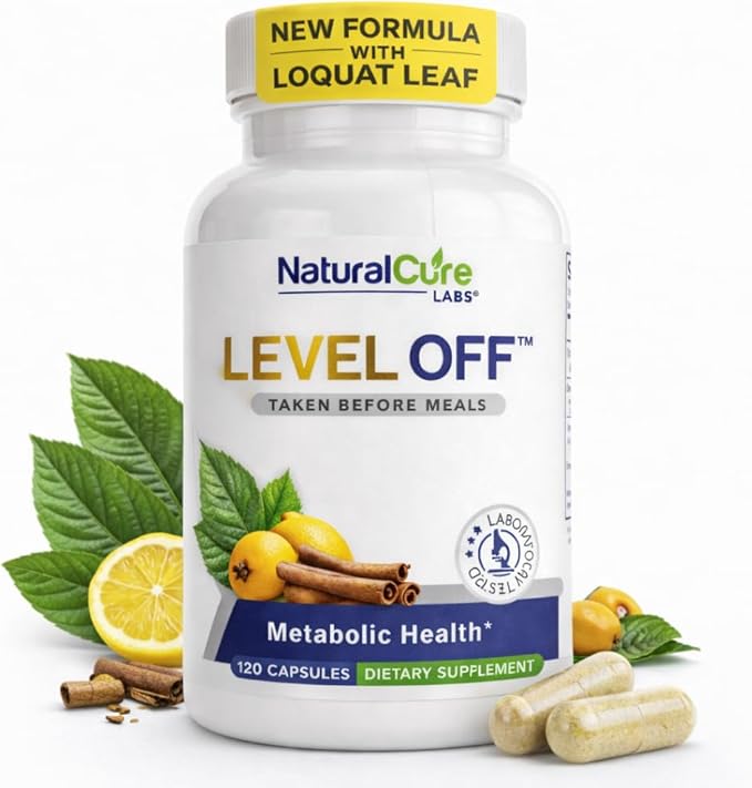 Natural Cure Labs Level Off Anti Spike Formula Glucose Supplement – Capsules for Metabolic Health Helps Moderate Glucose Spikes Vegan Non-GMO Gluten Free (120 Count (Pack of 1))