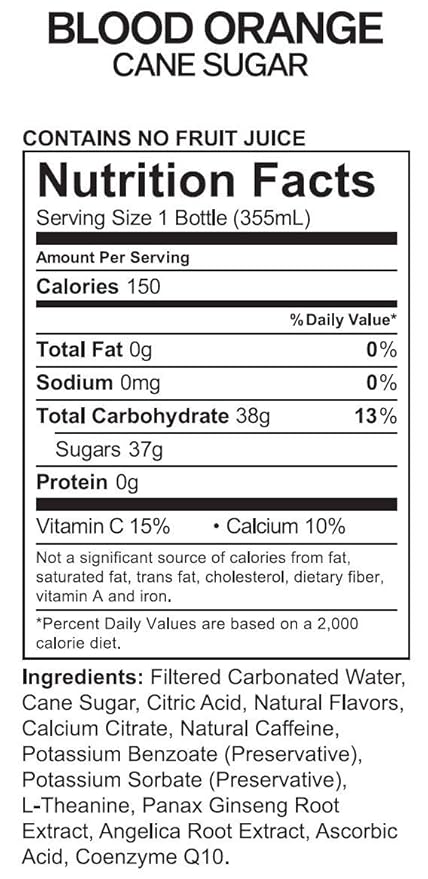 UPTIME – Premium Energy Drink Blood Orange - Cane Sugar 12oz Bottles (Case of 24) Better for You Natural Caffeine Sparkling