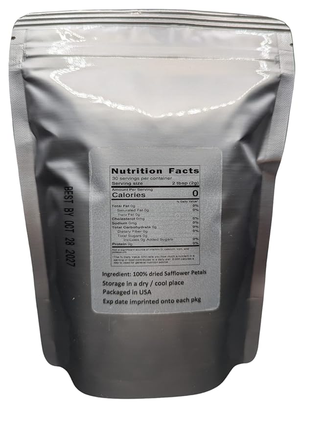 Safflower petals - Carthamus tinctorius Dried Loose petals from 100% Nature (8 oz)