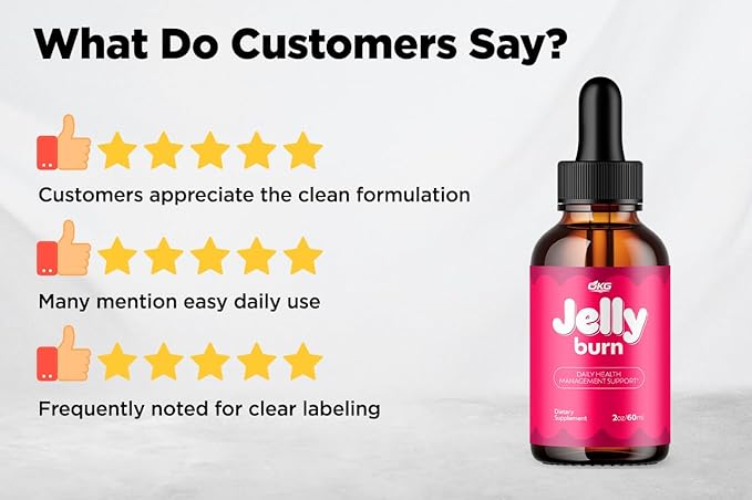 (2 Pack) Jelly Burn Drops Advanced Formula Jelly Burn Liquid Vitamin Supplement All Natural Jellyburn Drops Health and Wellness Vitamin Formula Max Strength Ingredients Made in The USA (60 Servings)