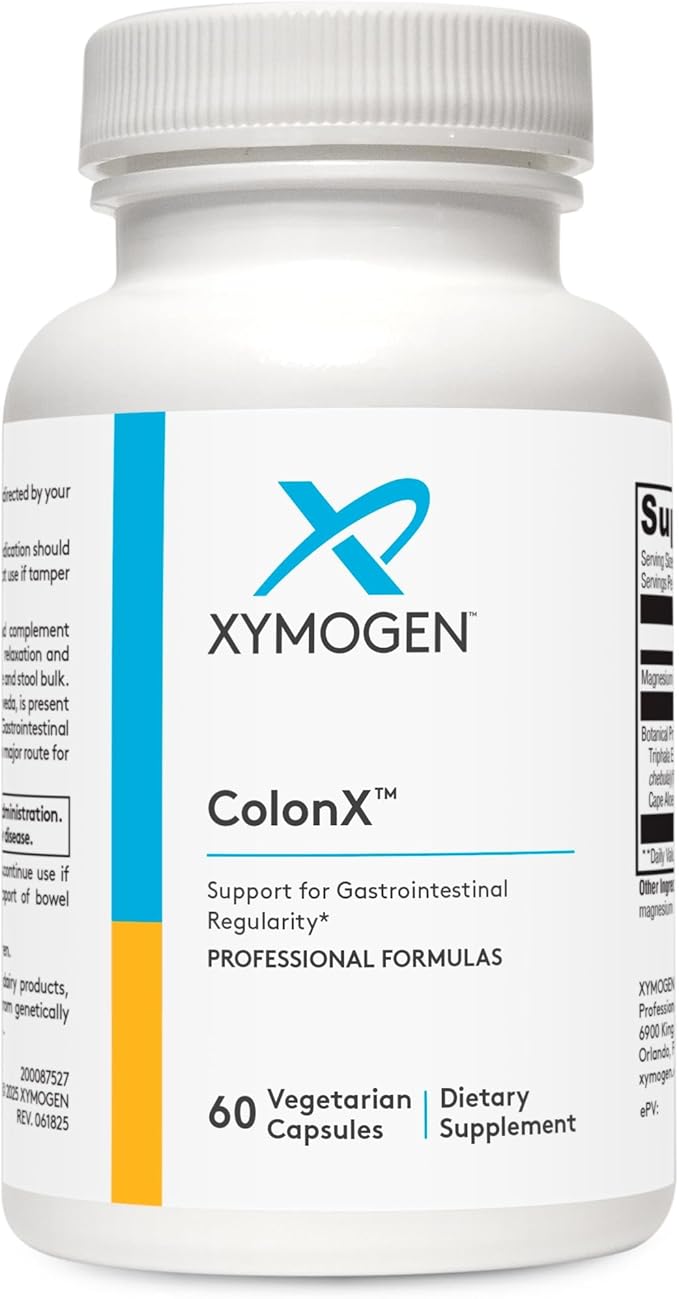 XYMOGEN ColonX - Supports GI Motility Stool Bulk Digestion Assimilation and Elimination - Triphala Supplement with Magnesium Citrate Cape Aloe (60 Capsules)