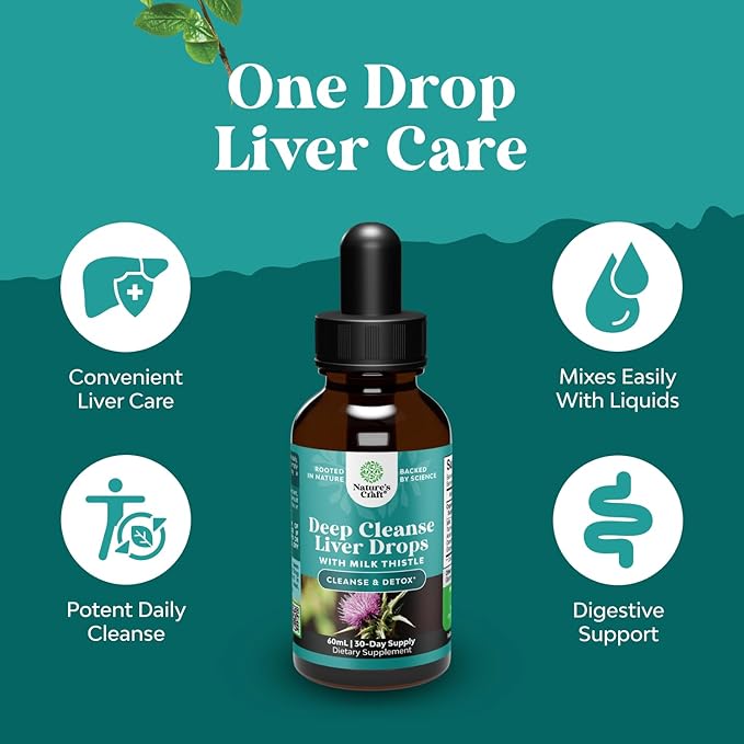 Deep Liver Cleanse Detox &amp Repair with Milk Thistle Liquid Drops - Liver Detox Liquid Artichoke Extract with Dandelion Leaf Ginger &amp Turmeric Curcumin for Immunity &amp Daily Cleanse - 2Fl