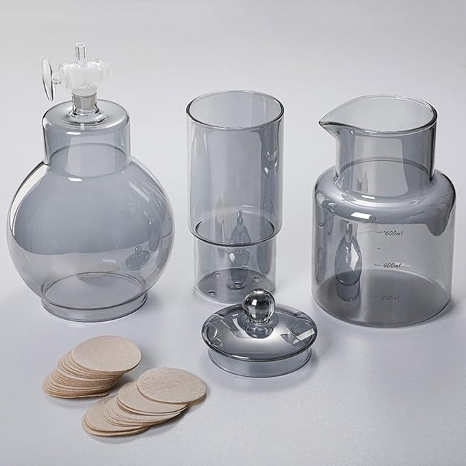 Cold Brew Drip Tower 600ml Ice Drip Glass Cold Brew Coffee Pot with Drip Speed Regulating Valve Drip Type Cold Extraction Coffee Machine for Home Office(Gray)