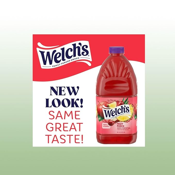 Welch's Juice Drink 96 fl oz Plastic Bottle 2 Pack + 15 Sugarcane Disposable Straws by Kool8shop Infinite Deals (2 Pack Fruit Punch)