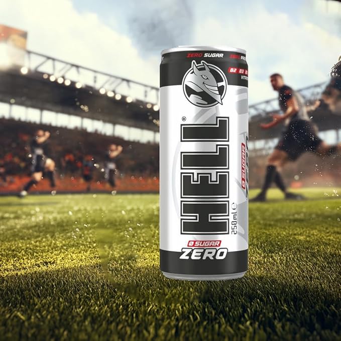 HELL ZERO Energy Drink | 32 mg/100 ml Caffeine | Vitamins B3 B5 B6 B12 | No Preservatives | Environmentally Friendly Packaging | 24 x 250ml | Compatible with HELL Energy