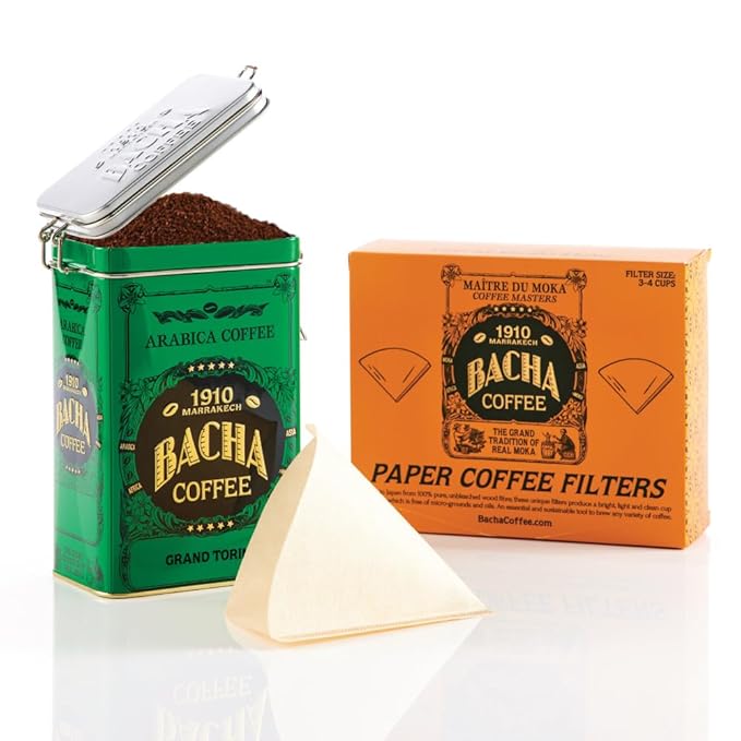 Bacha Coffee | Grand Torino Fine Flavoured Coffee Autograph Collection 100% Arabica Specialty Coffee Ground Beans Medium Roast 350g &amp 100% Natural Unbleached Wood Fibre Paper Filters Large