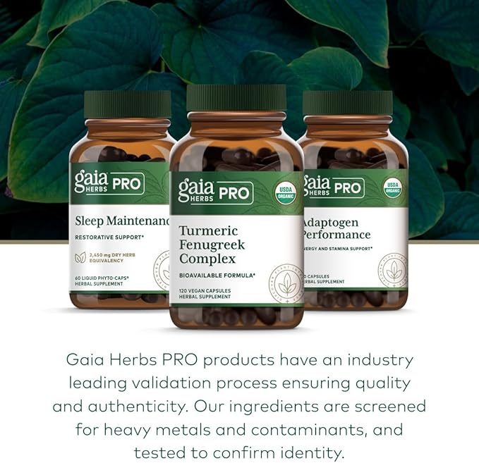 GAIA HERBS PRO Turmeric Fenugreek Complex - Daily Dietary Supplements for Active Lifestyle Support* - Herbal Nutrient Complex with Fenugreek Extract &amp Organic Turmeric - Vegan - 120 Capsules