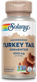 SOLARAY Fermented Turkey Tail Mushroom Supplement 1000mg - Overall Wellness Support - Turkey Tail Mushroom Capsules with Organic Mushrooms - Vegan Non-GMO Lab Verified 60-Day Guarantee 30 Servings