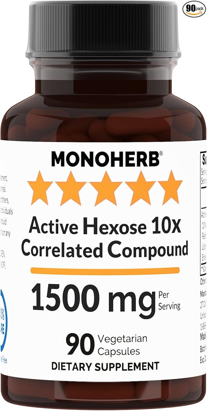 MONOHERB Active Hexose 10x Correlated Compound 1500 mg - 30 Servings - 90 Capsules 500 mg per Capsule