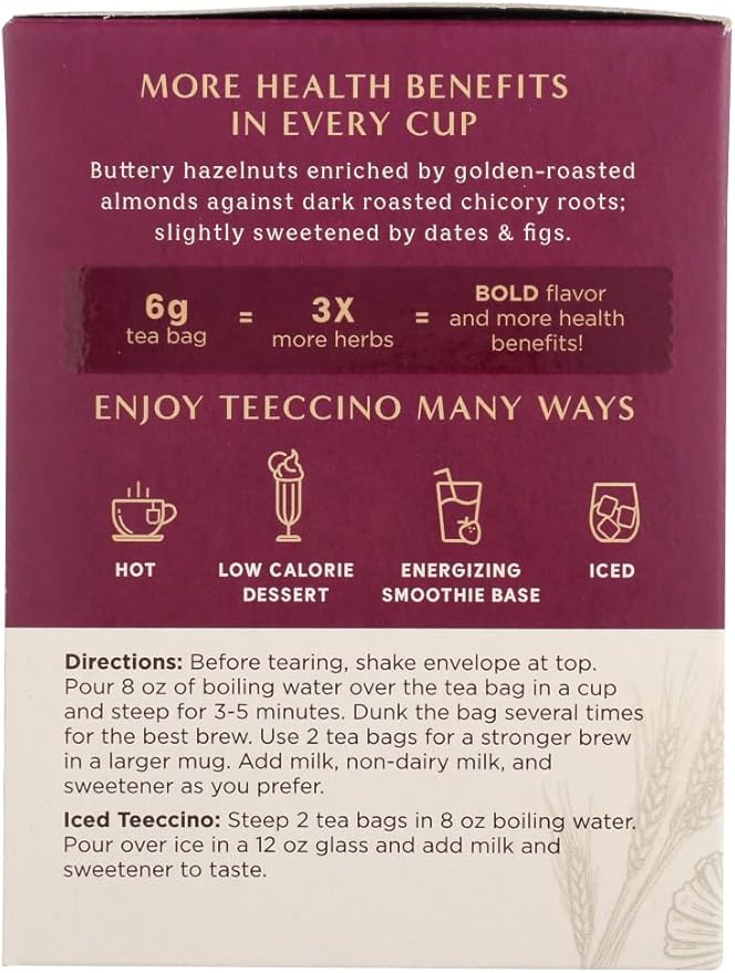 Teeccino - Teeccino Herbal Coffee Hazelnut - 10 Tea Bags - Case of 6