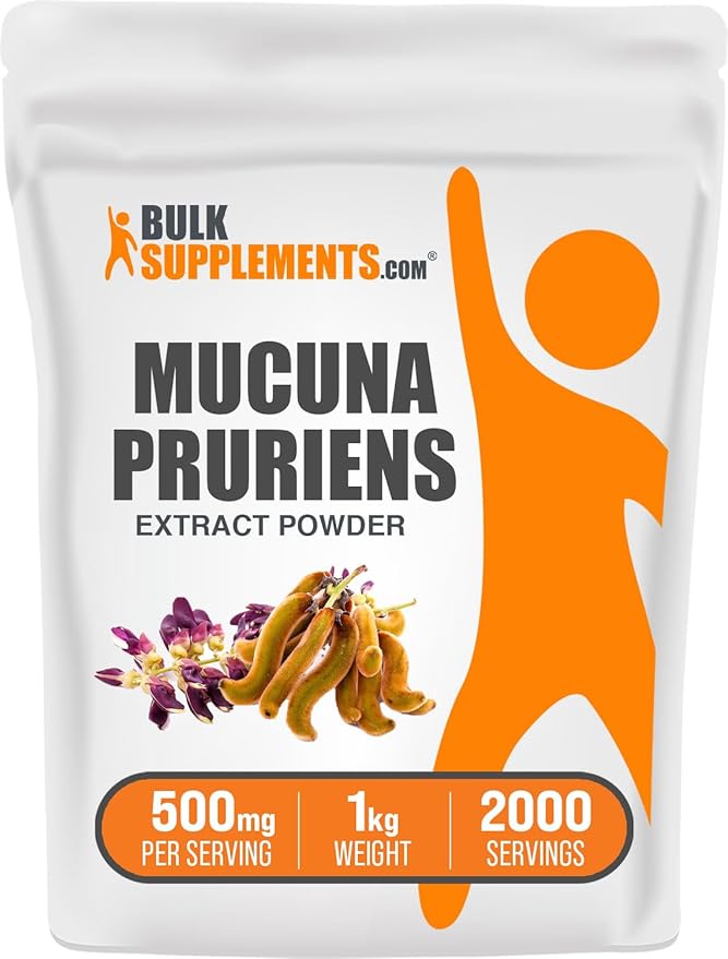 BulkSupplements.com Mucuna Pruriens Extract Powder - Mucuna Pruriens Supplements Herbal Supplement - Vegan &amp Gluten Free 500mg per Serving 1kg (2.2 lbs) (Pack of 1)