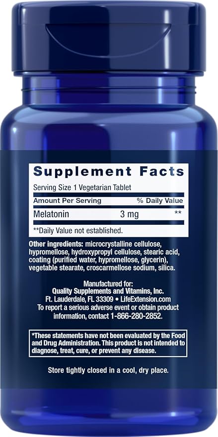 Life Extension Melatonin 6 Hour Timed Release 3 mg 60 Vegetarian Tablets (Pack of 4)