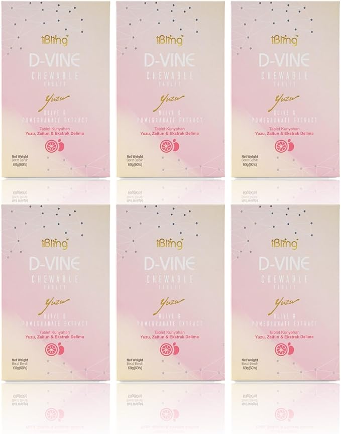 WELLOUS Ibling D-Vine Anti Aging Pomegranate Extract Chewable Collagen Tripeptides Glowing Skin Firming Anti-Aging 60 Tablets/Bottle (Pack of 6)