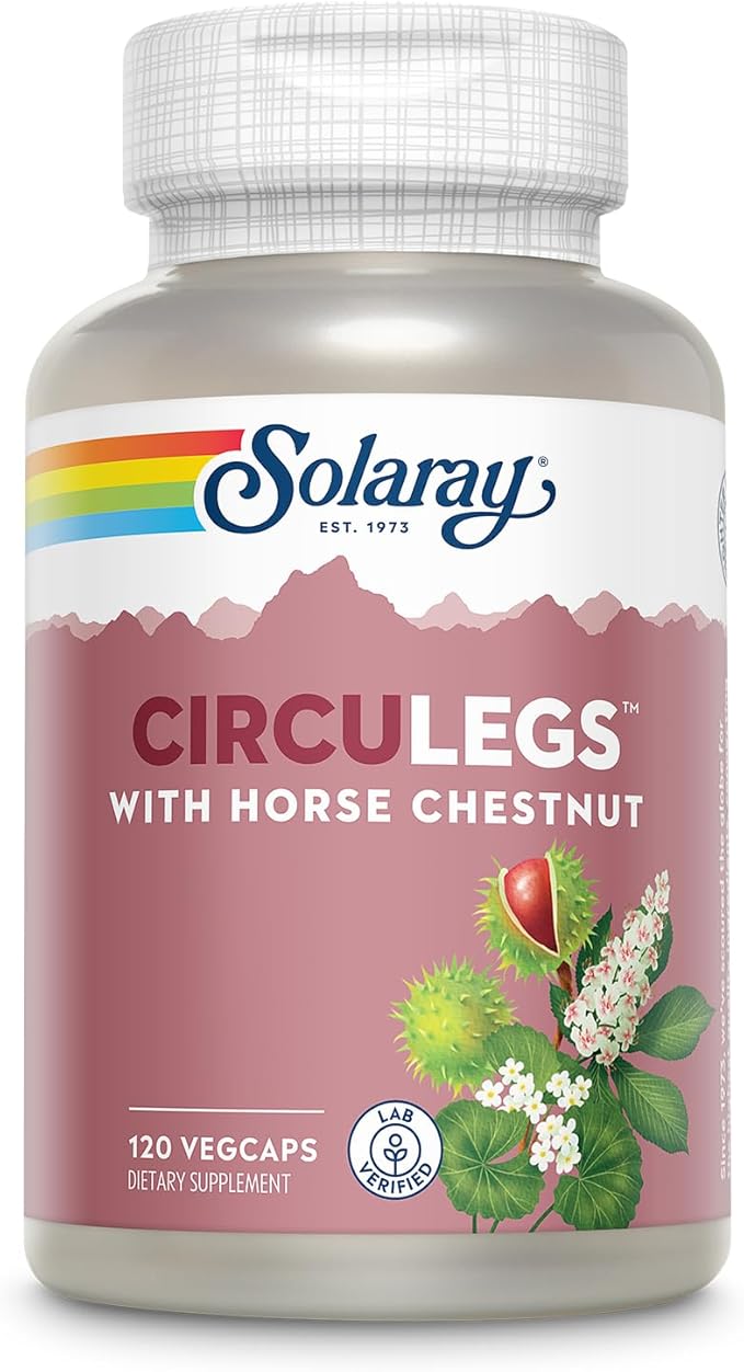 SOLARAY Circulegs - Herbal Supplements for Wellness Support w/Horse Chestnut Extract and Vitamin C Plus Gotu Kola Flavonoids Hesperidin Blend - Vegan Gluten Free 60-Day Guarantee - 60 Servings