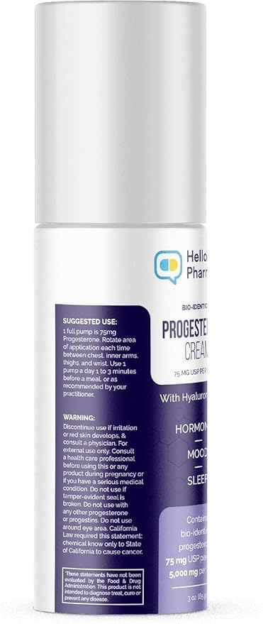 HelloPharmacist BioIdentical Progesterone Cream 3 oz – Made in USA