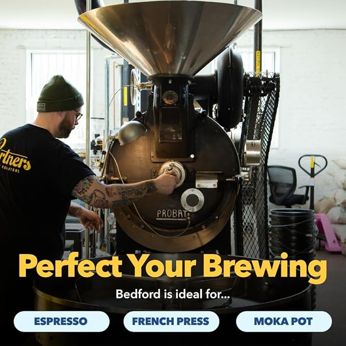 PARTNERS COFFEE ROASTERS - Whole Bean Coffee (Bedford - Espresso Medium Roast) 12oz - Fruity Complex Espresso - Whole Coffee Beans - Lab Tested for Mycotoxins &amp Heavy Metals - Hand Roasted in N