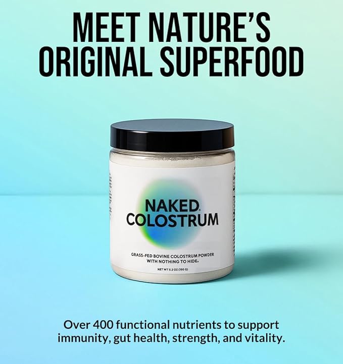 NAKED Vanilla Collagen Peptides (25 Servings 19.4oz) Colostrum Powder (150 Servings) – Pasture-Raised Grass-Fed Non-GMO Keto Gluten Free Gut Health Immunity Recovery &amp Skin Support