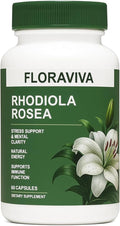 Floraviva Rhodiola Rosea Capsules 500mg - Natural Adaptogen Supplement for Stress Support Mental Focus &amp Energy - Non-GMO