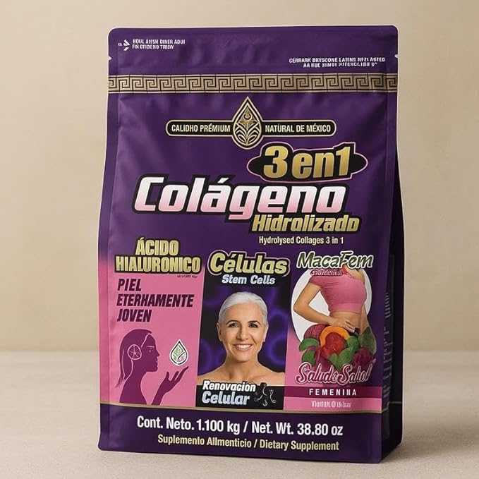 Colágeno Hidrolizado 3en1 ÁCIDO HIALURÓNICO Células 1100 kg/38.8 oz Delicioso Sabor Frutos Rojos Premium Quality Supplement for Dietary Beauty and Healthcare Support Edible Collagen