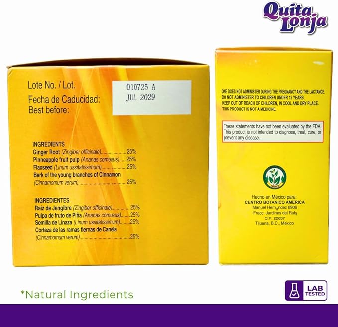 Herbal Combo – 30 Capsules + 30 Tea Bags – Ginger Pineapple &amp Flaxseed – Daily Herbal Support with Natural Ingredients