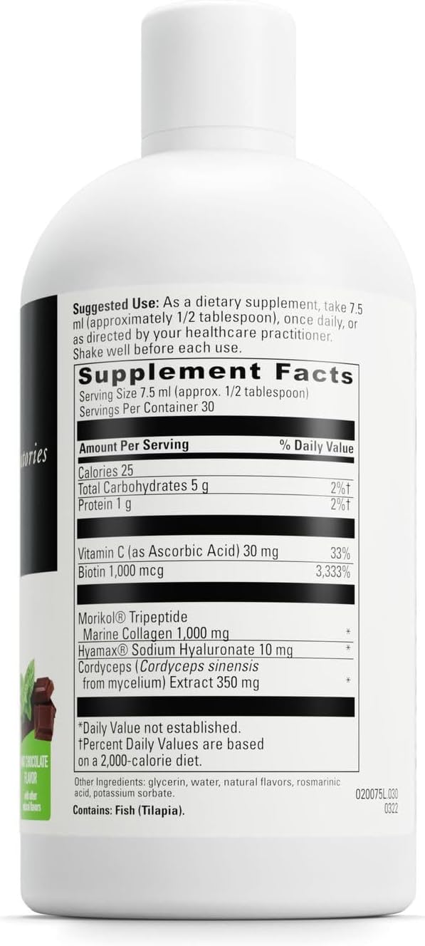 DAVINCI Laboratories - Collagen Bright - A Liquid Dietary Supplement to Support Healthy Skin - Gluten Free Soy Free - Mint Chocolate - 30 Servings 7.6 Fl Oz