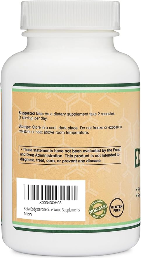 Beta Ecdysterone Supplement - 500mg Per Serving (120 Capsules 60 Servings) Powerful Plant Anabolic to Support Men's Health (Non-GMO and Gluten Free) by Double Wood
