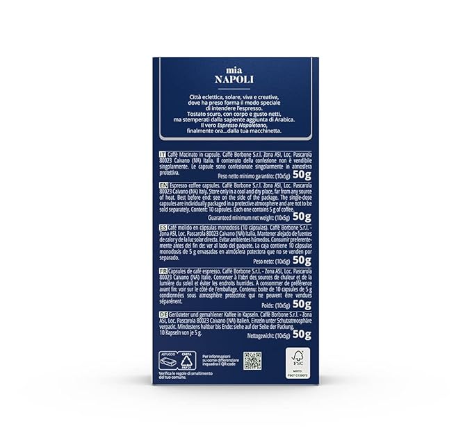 Caffè Borbone Mia Napoli Aluminum Capsules Compatible with Nespresso Original Machines Medium Roast 100 Count