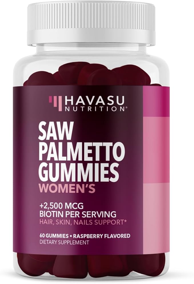 Saw Palmetto for Women with 2500mcg Biotin - DHT Blocker and Hair Skin Nail Health Gummies - 60 Count - Supports Stronger and Fuller Looking Locks and Radiant Skin - Vegan Non-GMO 1 Month Supply