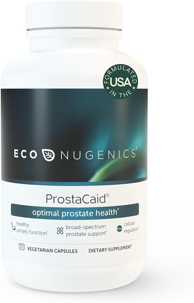 EcoNugenics ProstaCaid – Prostate Health Supplement for Men with Saw Palmetto Extract Berberine Turmeric BCM-95 Circumin Quercetin DIM Mushrooms – Helps w/Detox Immune Support – 120 Capsules