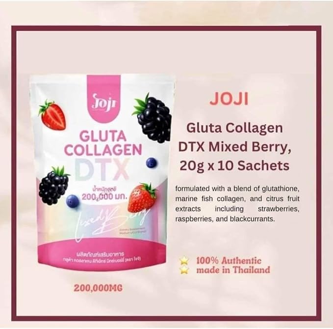 Joji Gluta Collagen DTX Plus Mixed Berry Drink Mix 10 Sachets