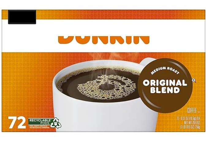 Dunkn. Donuts Original Blend Coffee K-Cup Pods Medium Roast 72ct Pack of 1