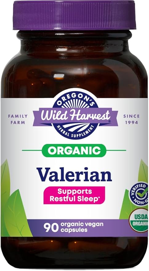 Oregon's Wild Harvest Certified Organic Valerian Herbal Aid 900 mg 90 Count
