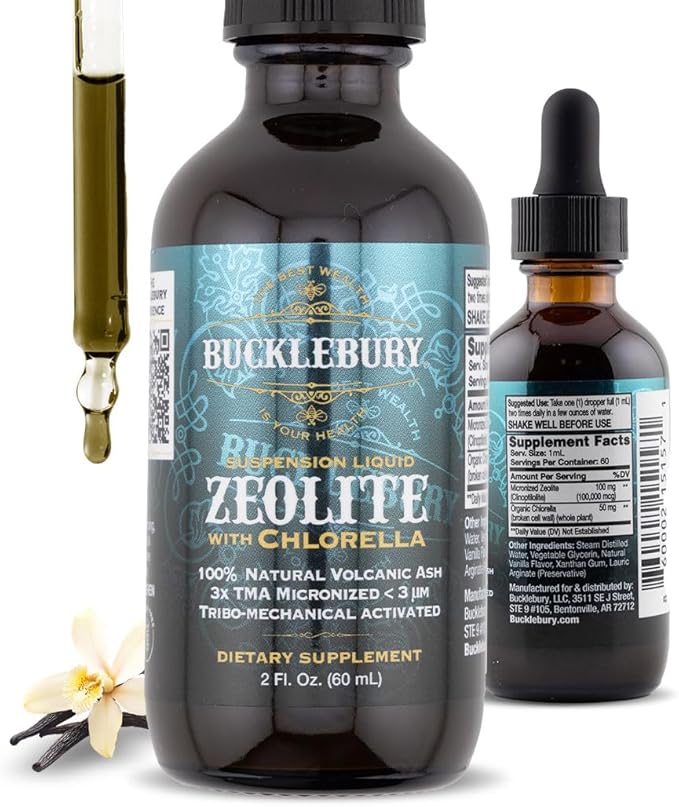 BUCKLEBURY Zeolite Liquid Suspension w/Chlorella - Detox Support Immune System and Digestive Tract Health Support for Kids and Adults (60 Servings)