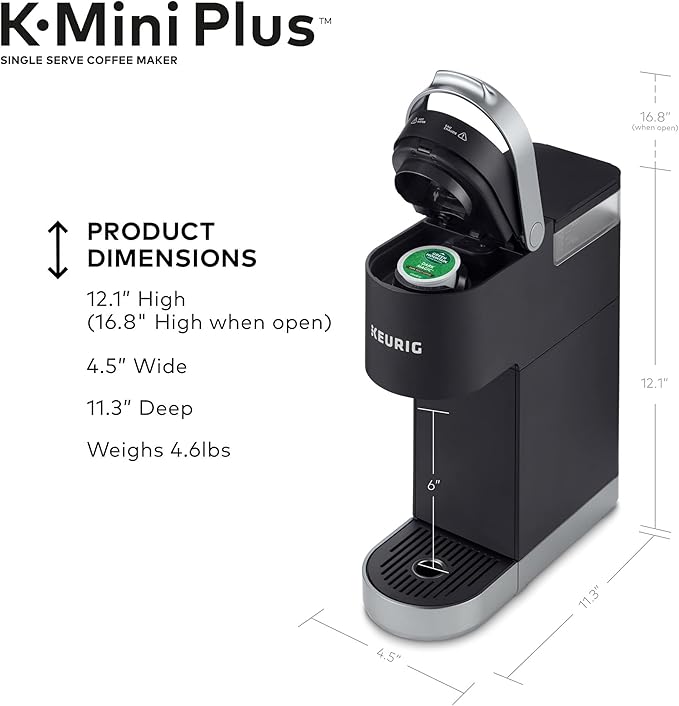 Keurig K-Mini Plus Single Serve Coffee Maker with Café Bustelo Espresso Style Dark Roast Coffee 72 K-Cup Pods