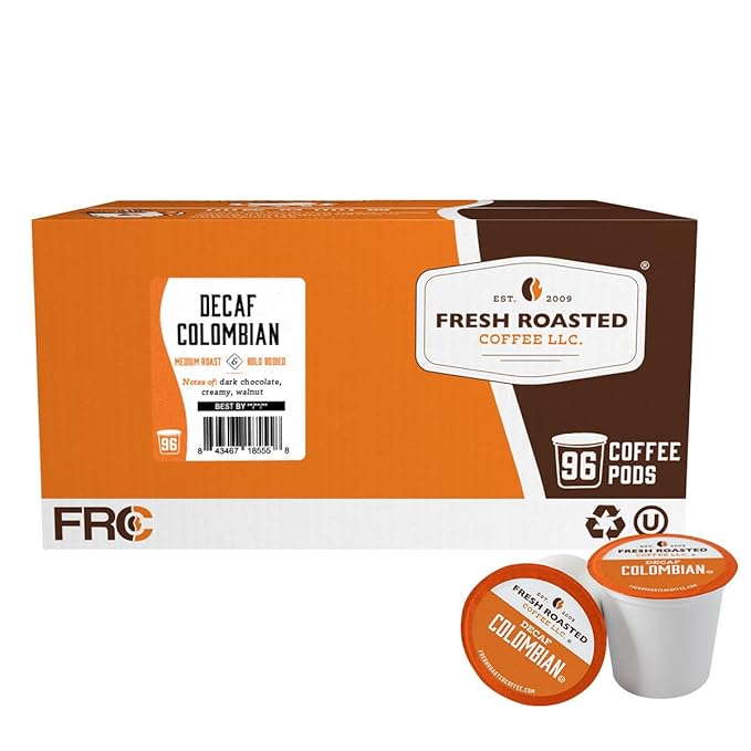 Fresh Roasted Coffee100% Colombian Decaf Kosher EA Natural Decaf K-Cup Compatible 96 Pods